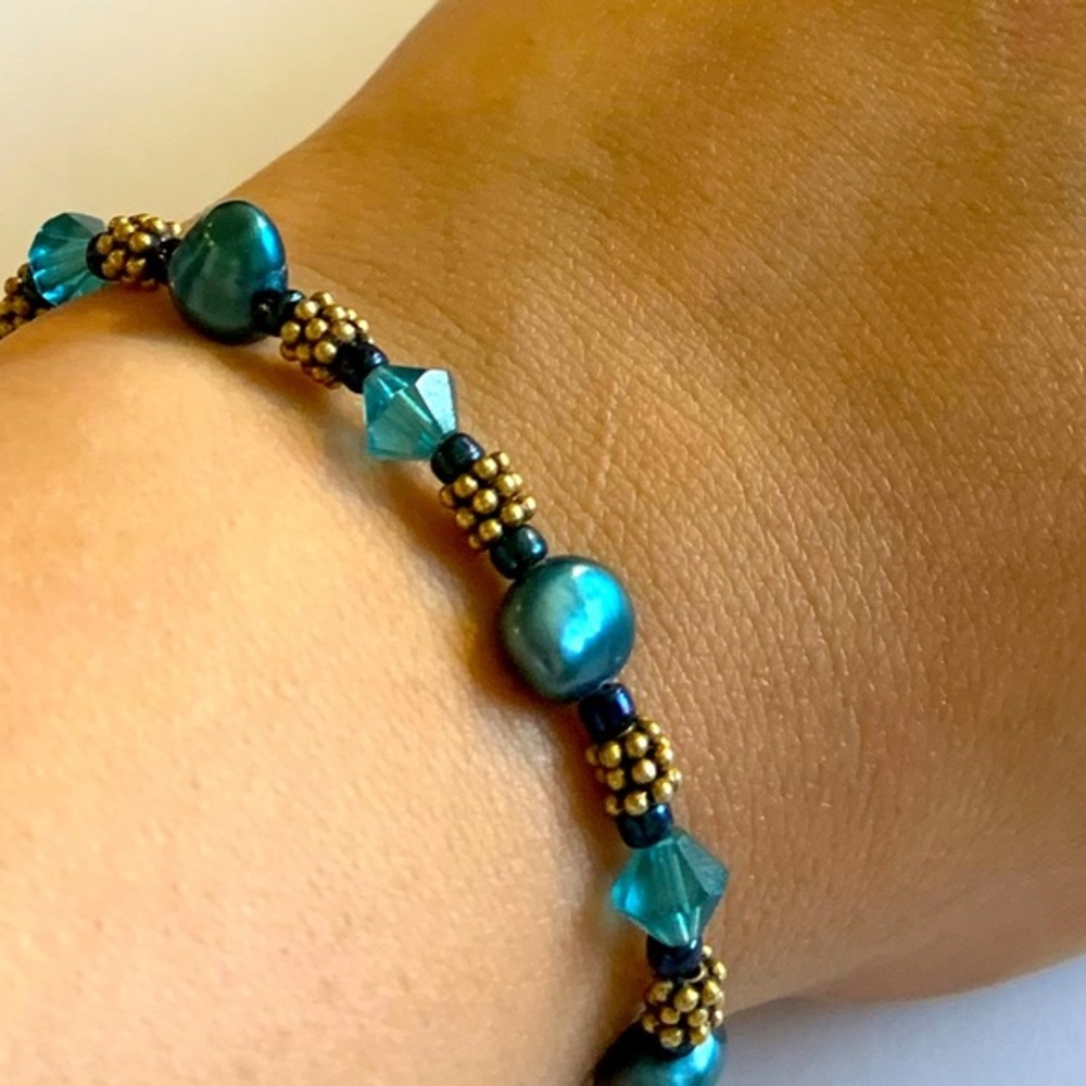 Element real pearl bracelet with toggle clasp